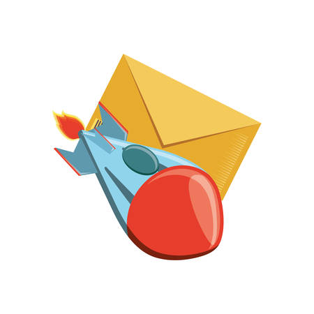 rocket launcher with envelope mail vector illustration designのイラスト素材