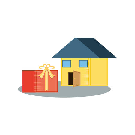 house facase exterior with gift vector illustration designのイラスト素材