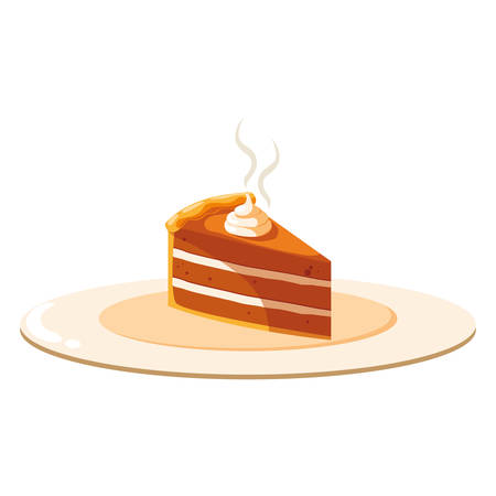 plate with piece of cake over white background, vector illustrationのイラスト素材