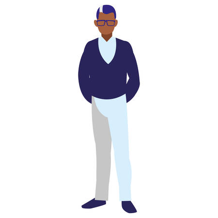Old man icon over white background, vector illustrationのイラスト素材