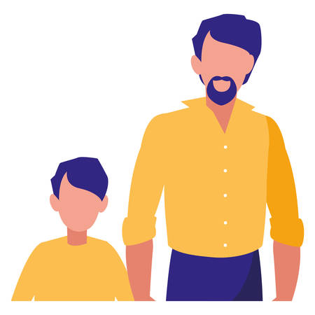 Avatar man and boy over white background, vector illustrationのイラスト素材