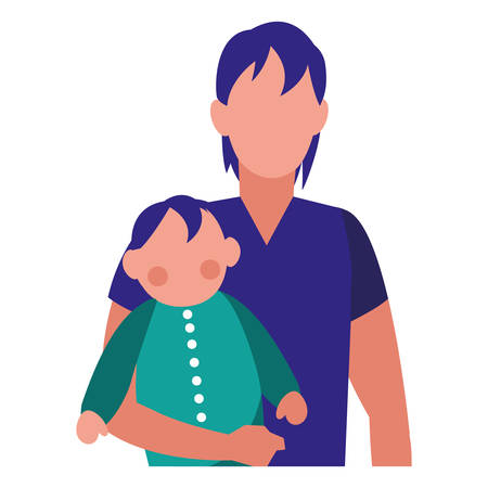 Old man holding a cute baby over white background, vector illustrationのイラスト素材