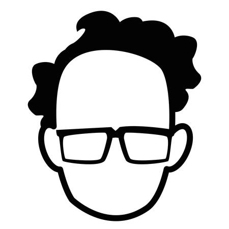 Avatar man head with glasses over white background, vector illustrationのイラスト素材