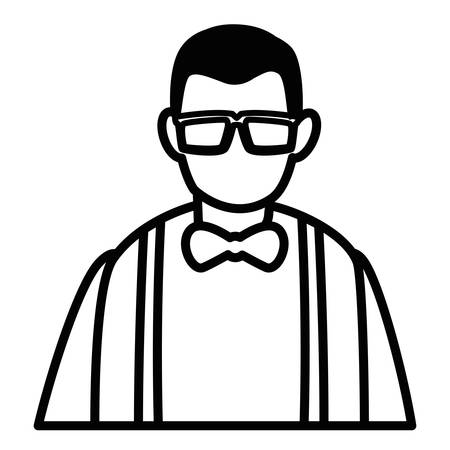 Avatar old man with glasses over white background, vector illustrationのイラスト素材
