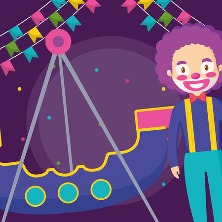 circus clown funny with pirate ship vector illustration designのイラスト素材
