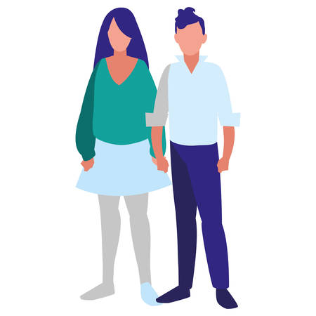 young couple avatars characters vector illustration designのイラスト素材