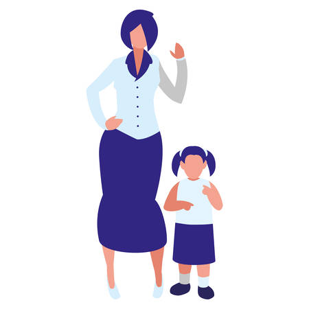 cute mother with daughter characters vector illustration designのイラスト素材