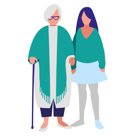 cute grandmother with daughter vector illustration designのイラスト素材