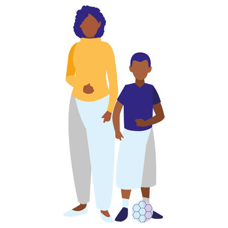 black mother with son characters vector illustration designのイラスト素材