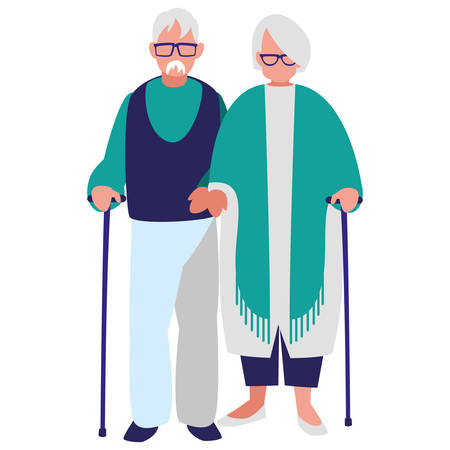 cute grandparents couple characters vector illustration designのイラスト素材