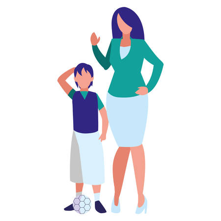 cute mother with son characters vector illustration designのイラスト素材