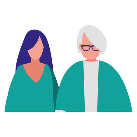 cute grandmother with daughter vector illustration designのイラスト素材