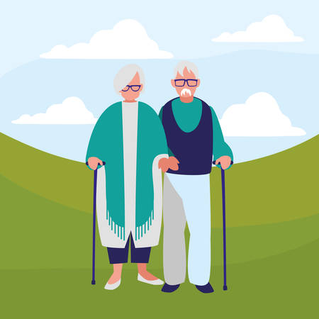cute grandparents couple characters vector illustration designのイラスト素材
