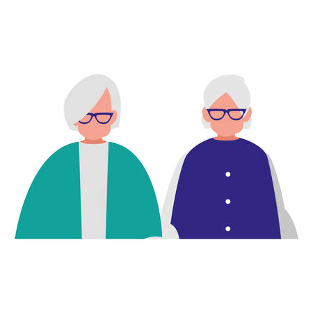 cute grandmothers couple avatars characters vector illustration designのイラスト素材