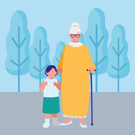 cute grandmother with granddaughter vector illustration designのイラスト素材