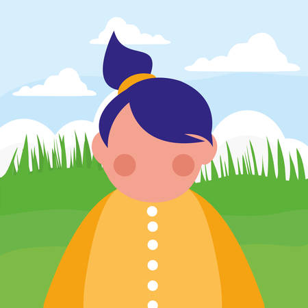 beautiful little girl character vector illustration designのイラスト素材