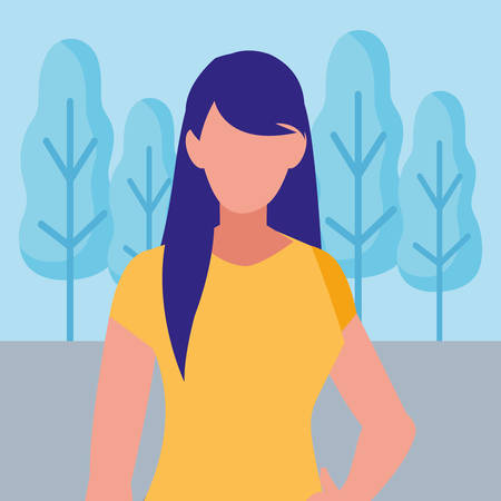 beautiful and young woman character vector illustration designのイラスト素材