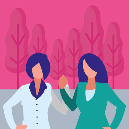 couple of girls avatars characters vector illustration designのイラスト素材