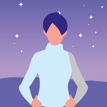 beautiful and young woman character vector illustration designのイラスト素材