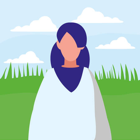 beautiful and young woman character vector illustration designのイラスト素材