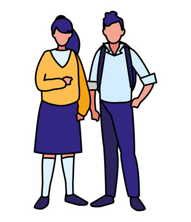 young couple avatars characters vector illustration designのイラスト素材