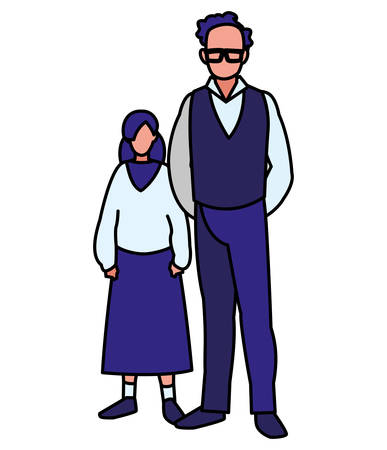 father with daughter characters vector illustration designのイラスト素材