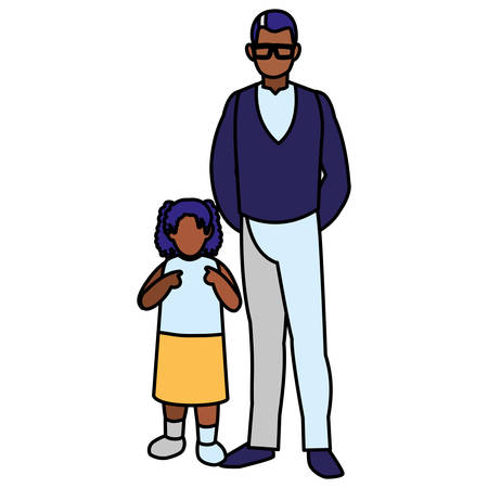 black father with daughter characters vector illustration designのイラスト素材