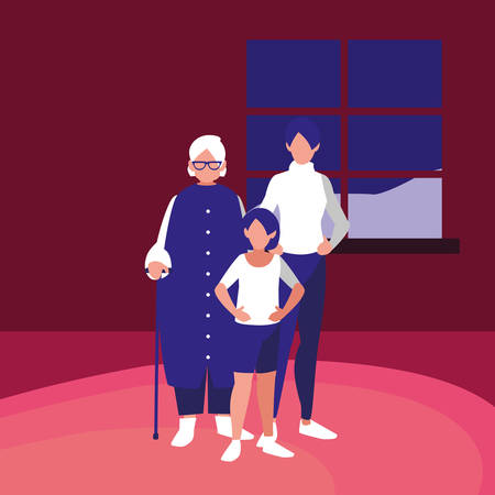 cute mother with daughter and grandmother vector illustration designのイラスト素材