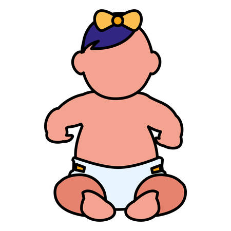 cute little girl baby character vector illustration designのイラスト素材