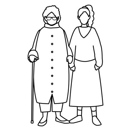 cute grandmother with daughter vector illustration designのイラスト素材