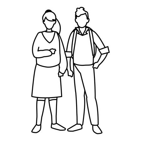 young couple avatars characters vector illustration designのイラスト素材