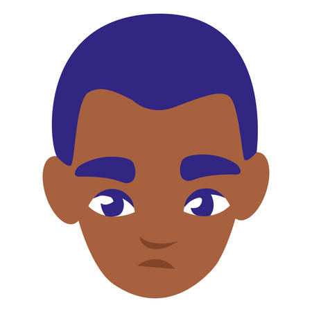cute little black boy head vector illustration designのイラスト素材