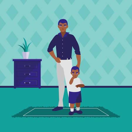 black father with son characters vector illustration designのイラスト素材
