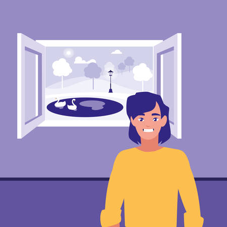 young man avatar character vector illustration designのイラスト素材