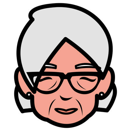 cute grandmother with cane vector illustration designのイラスト素材