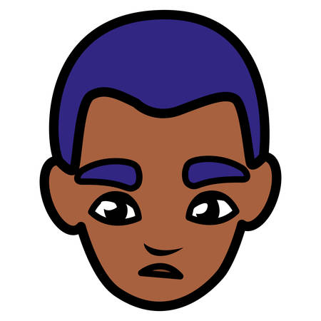 young man black head avatar character vector illustration designのイラスト素材