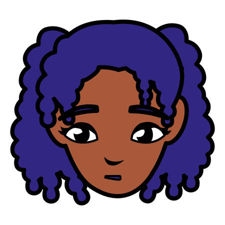 little black girl head character vector illustration designのイラスト素材