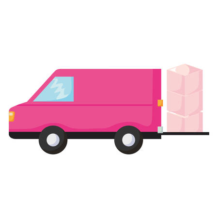 Delivery truck with boxes Over white background, vector illustrationのイラスト素材