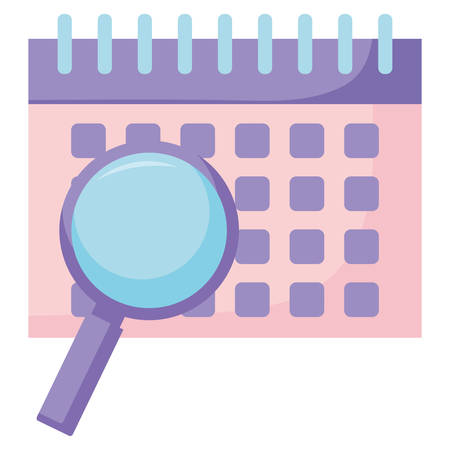 calendar planner and magnifying glass  Over white background, vector illustrationのイラスト素材