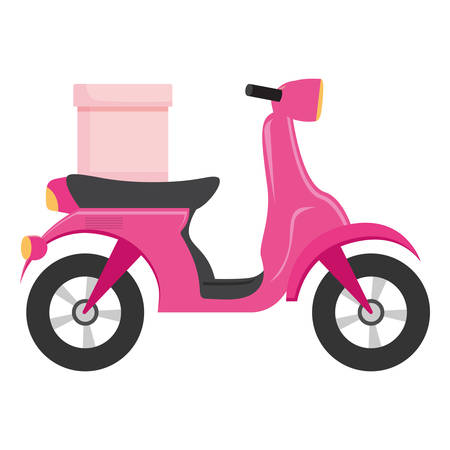 Motorcycle with a box over white background, vector illustrationのイラスト素材