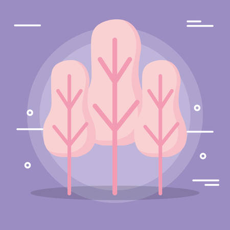 Abstract trees Over purple background, vector illustrationのイラスト素材