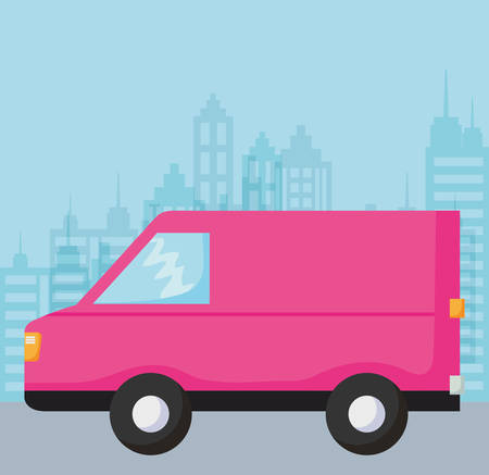 Cargo truck icon Over blue background, vector illustrationのイラスト素材