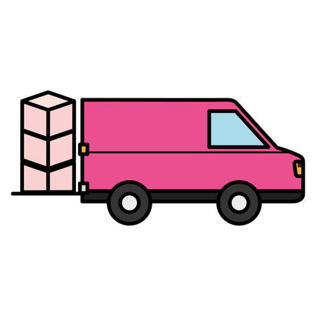 Delivery truck with boxes Over white background, vector illustrationのイラスト素材