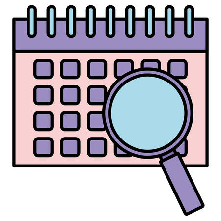 calendar planner and magnifying glass  Over white background, vector illustrationのイラスト素材