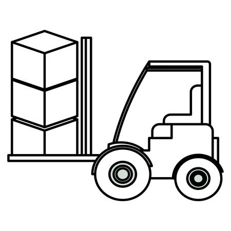 Lift truck with boxes Over white background, vector illustrationのイラスト素材