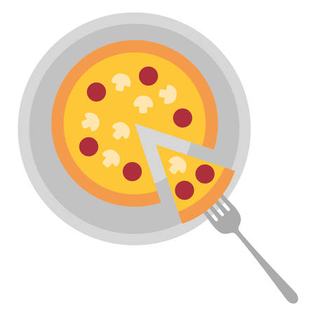 plate with Pizza over white background, colorful design. vector illustrationのイラスト素材