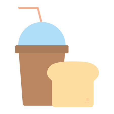 Smoothie and bread slice over white background, vector illustrationのイラスト素材