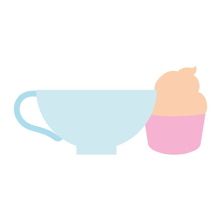 muffin and Coffee mug over white background, vector illustrationのイラスト素材