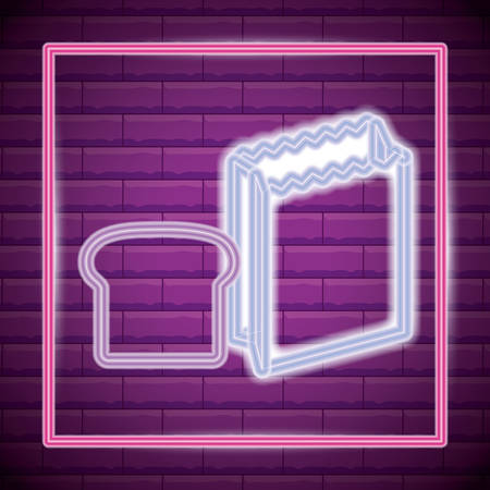 bread slice and paper bag over purple background, vector illustrationのイラスト素材