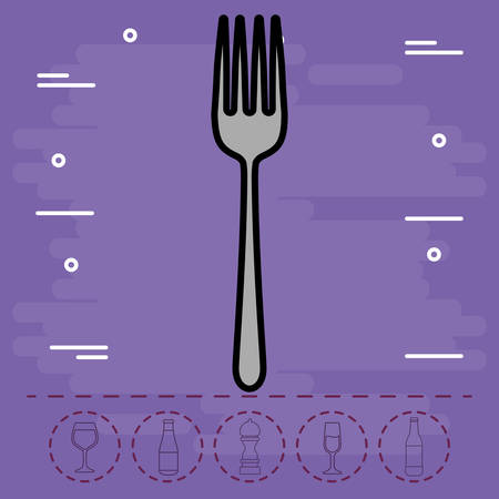 fork icon over purple background, colorful design. vector illustrationのイラスト素材